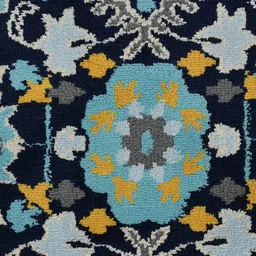 PRESTO Navy Blue & Yellow Ethnic Motif Printed Traditional No-Shred Carpet image 5