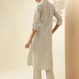Anouk Yellow Striped Pure Cotton Tunic & Trousers image 5