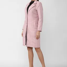Van Heusen Woman Women Pink Checked Longline Cotton Open Front Jacket image 3