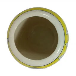 INDIA MEETS INDIA Yellow & Beige Printed Ceramic Toothbrush Holder image 2