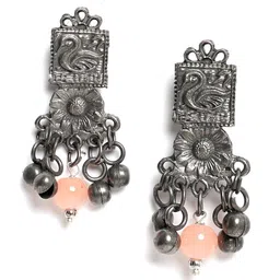 YouBella Oxidised Silver-Plated Stone-Studded & Beaded Jewellery Set image 5