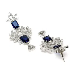 KARATCART Silver-Plated Blue & White AD-Studded Handcrafted Jewellery Set image 5