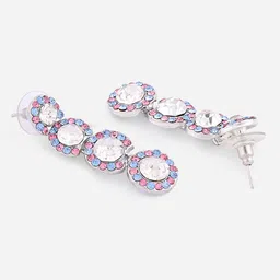 Fida Silver-Plated Pink & Blue American Diamond Studded Jewellery Set image 5