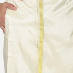 Sethukrishna Men Cream-Coloured Solid Readymade Dhoti image 5