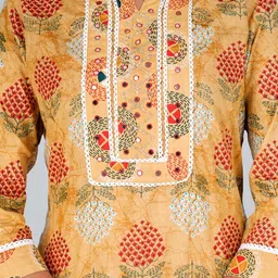 Bachuu Ethnic Motifs Printed Mirror Work Pure Cotton Kurta with Trousers image 4