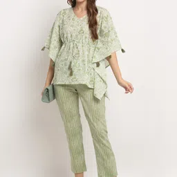 KALINI Floral Printed Kaftan Top With Trousers image 3