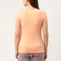 Sweet Dreams Women Peach-Coloured & Lavender Printed Shorts Set image 2