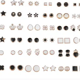 myra collection 36 earring BLACK & WHITE Plastic Stud Earring-picture-26