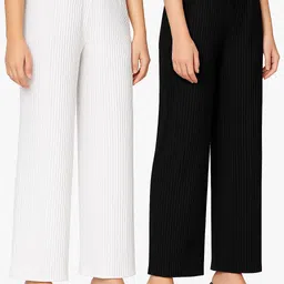 ayesha j garment Pack of 2 Women Straight Fit Multicolor Lycra Blend Trousers-picture-16