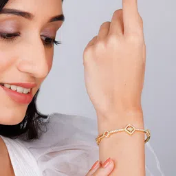 GIVA Women Sterling Silver Cubic Zirconia Gold-Plated Bangle-Style Bracelet-picture-58