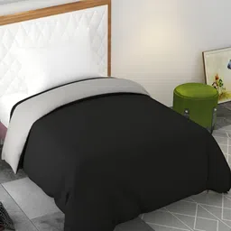 BELVOSTUM Black & Grey Single 250 TC Cotton Duvet Cover-image-49