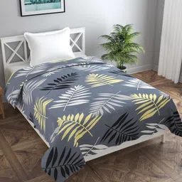 MORADO Grey Leaf Printed Single Duvet Cover-image-88