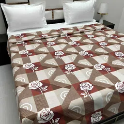 Pure Decor Brown Floral Printed Pure Cotton 200 TC King Size Duvet Cover With Zipper-image-60