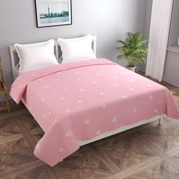 BREVARD Pink & White Floral Printed Double Duvet Cover-picture-36