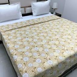 Pure Decor Batik Brown Floral Printed Pure Cotton 260 TC King Duvet Cover With Zipper-image-72