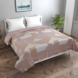 BREVARD Brown & Grey Abstract Printed Double Queen Duvet Cover-image-43