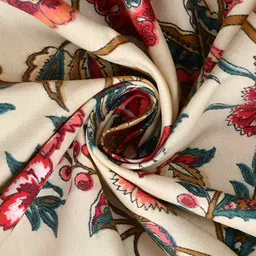 BREVARD Beige & Red Floral Printed Single Duvet Cover image 3