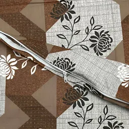 Pure Decor Brown & Grey Printed 330 TC Pure Cotton King Size Duvet Cover With Zipper image 3