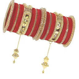 NMII Set Of 46 Stone-Studded Raadha Krishna Printed Design Latkan Bangles image 1