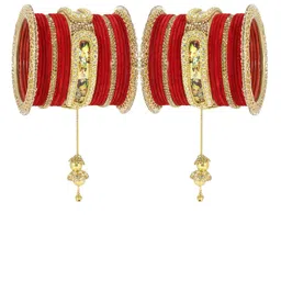 NMII Set Of 46 Stone-Studded Raadha Krishna Printed Design Latkan Bangles image 2