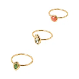 Accessorize Set Of 3 Gem Stone Studded Finger Rings image 2
