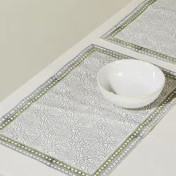 Fabindia Shaalimar Anaar Grey & White 6 Pieces Printed Cotton Table Placemats-picture-11