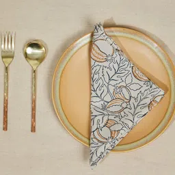 Fabindia Anaarbagh Grey & Brown6 Pieces Printed Cotton Table Napkin-picture-23