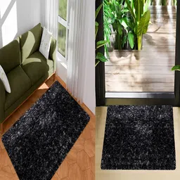 Kuber Industries Grey 2 Pieces Self Design Anti Skid Doormats image 3