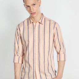 Flying Machine Striped Pure Cotton Casual Shirt-picture-1