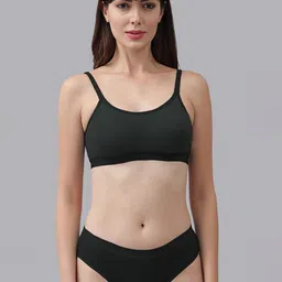 PIBU Pack Of 3 Colourblocked Non-Padded Cotton Bra With Bikini Brief image 5