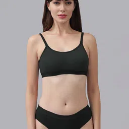 PIBU Pack Of 3 Colourblocked Non-Padded Cotton Bra With Bikini Brief image 3