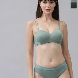 Aamarsh Pack Of 2 Cotton Lightly Padded Bra & Mid-Rise Brief-picture-16