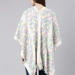 SHOWOFF Self Design Acrylic Poncho With Fringed Detail image 5