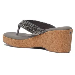 Eridani Reeva Grey Embellished Wedges Heels image 5