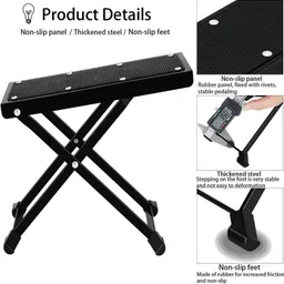 Guitar Foot Stool 5 Adjustable Height Folding Foot Rest Made of Solid Iron Guitar Stand-image-3