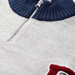 roadster Men Colorblock Mandarin Neck Grey Sweater image 2