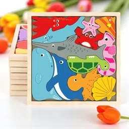 vhd Sea Animal Wooden Jigsaw Puzzle for Kids – Educational Toy Q10-picture-23
