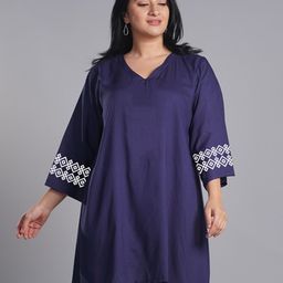 LetsDressUp PLus Size Printed V-Neck A-Line Kurta-picture-0