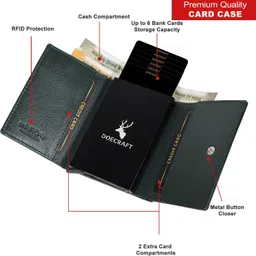 doecraft Men Casual, Formal Green, Black Genuine Leather RFID Wallet image 1