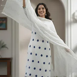 fems Women Pure Cotton Kurta Pant Dupatta Set-picture-45