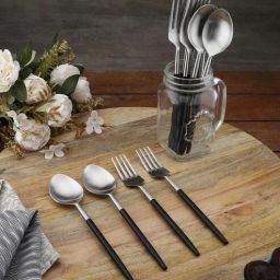 Radiant (Set of 12) Black Colour Stainless Steel Spoon & Fork by Vareesha-picture-39