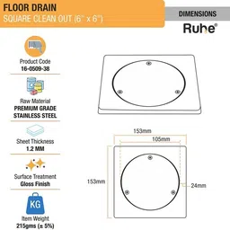 ruhe Floor Stainless Steel Push Down Strainer image 2