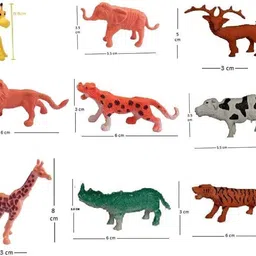 shetty toys 17 PC Mini Jungle Safari Realistic Wild Animal Toy Figure Playing Set for Kids image 3