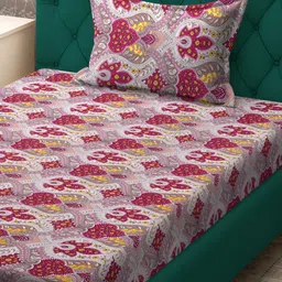 KLOTTHE Ethnic Motif-Printed 300 TC Cotton Blend Single Bedsheet Set image 5