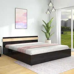 mintwud from pepperfry Joben Queen Size Bed With Storage In Brown Finish With Box Storage image 1