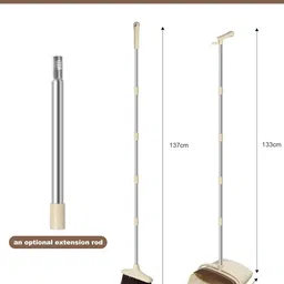 vruta 2 in 1 Broom and Set Stand Up Broom Head Plastic Dustpan image 4