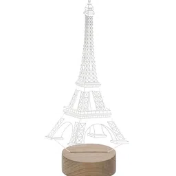 ecraftindia Eiffel Tower Design Acrylic & Wood Base LED Table Lamp (With Rechargeble Battery) image 5