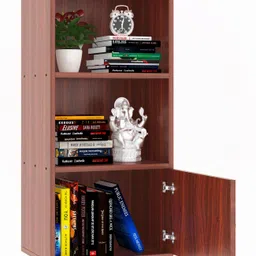 madhuran Engineered Wood Almari 1 Door Bookcase Space Saving Display Storage Rack Engineered Wood Semi-Open Book Shelf-picture-18