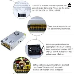 PURVEY.INDIA 24 VOLT 10 AMP DC POWER SUPPLY 220 Watts Server PSU with 0 SATA Cables image 4