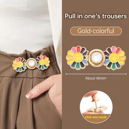 liotiz Colorfull Sun Flower Adjustable Jean Button, Pant Waist Tightener Pins Metal Buttons image 4